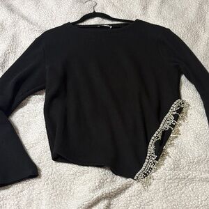 Zara Black Top with Beaded Detail